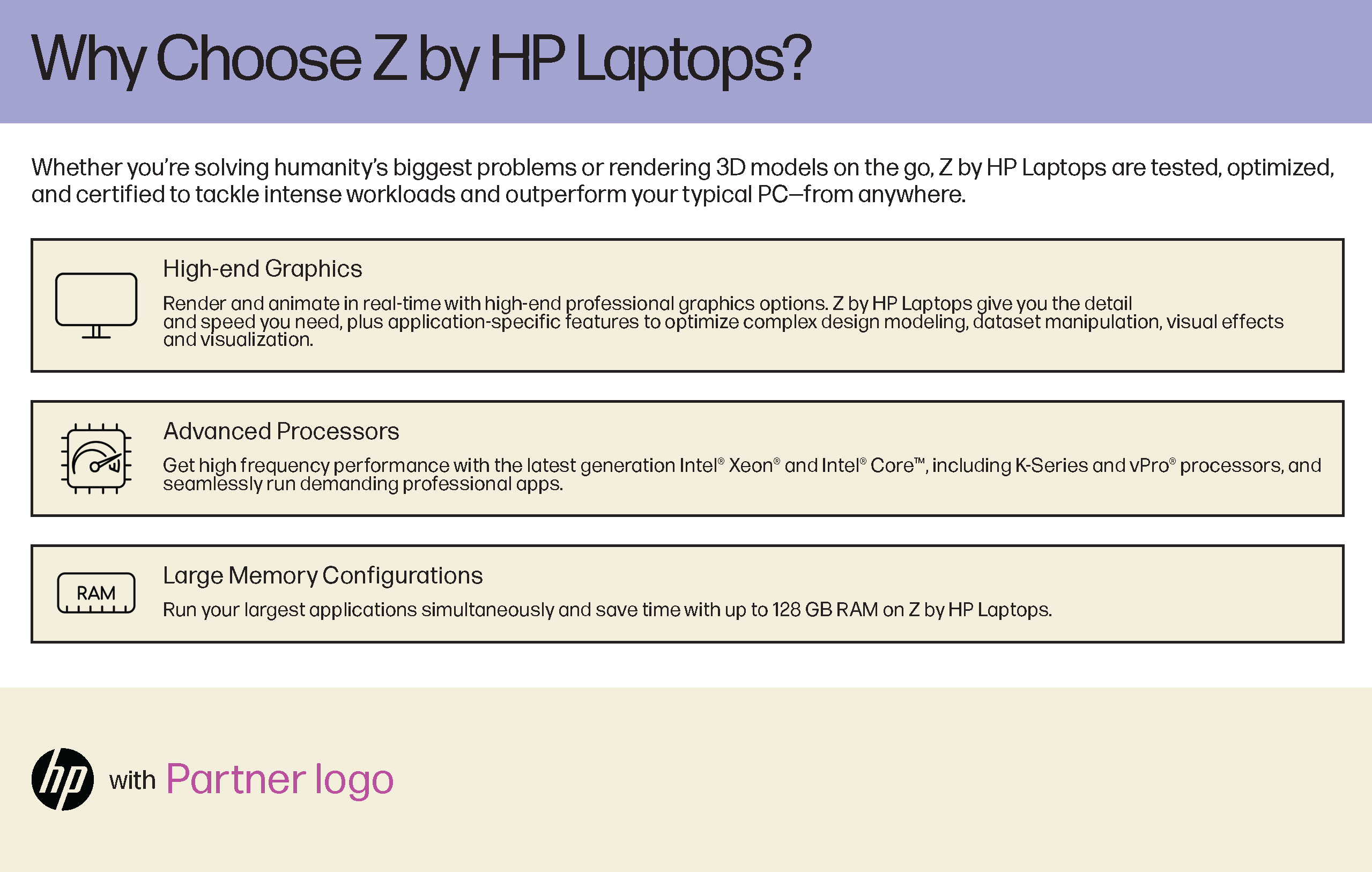 HP mailer box - page 2. Title: Why Choose Z by HP Laptops?