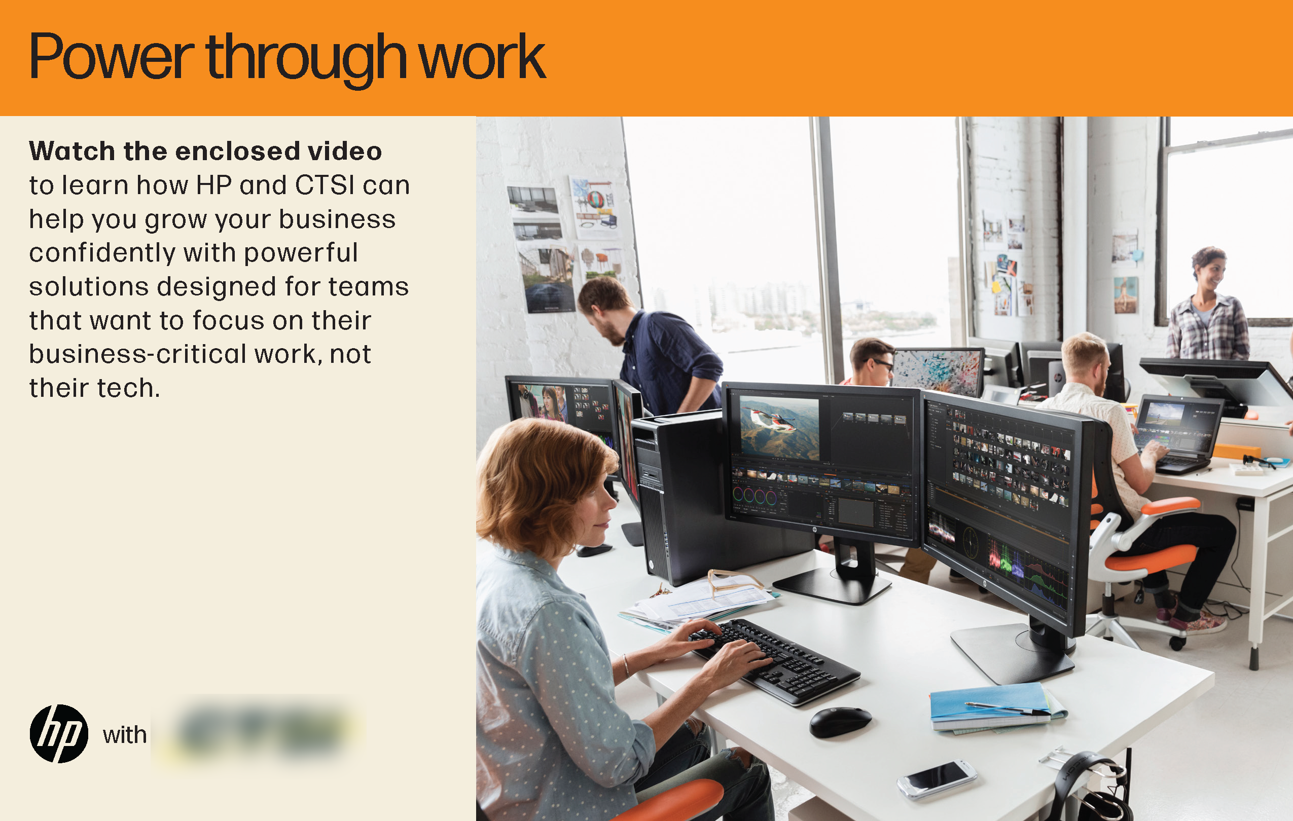 HP  mailer box - page 1. Title: Power through work.