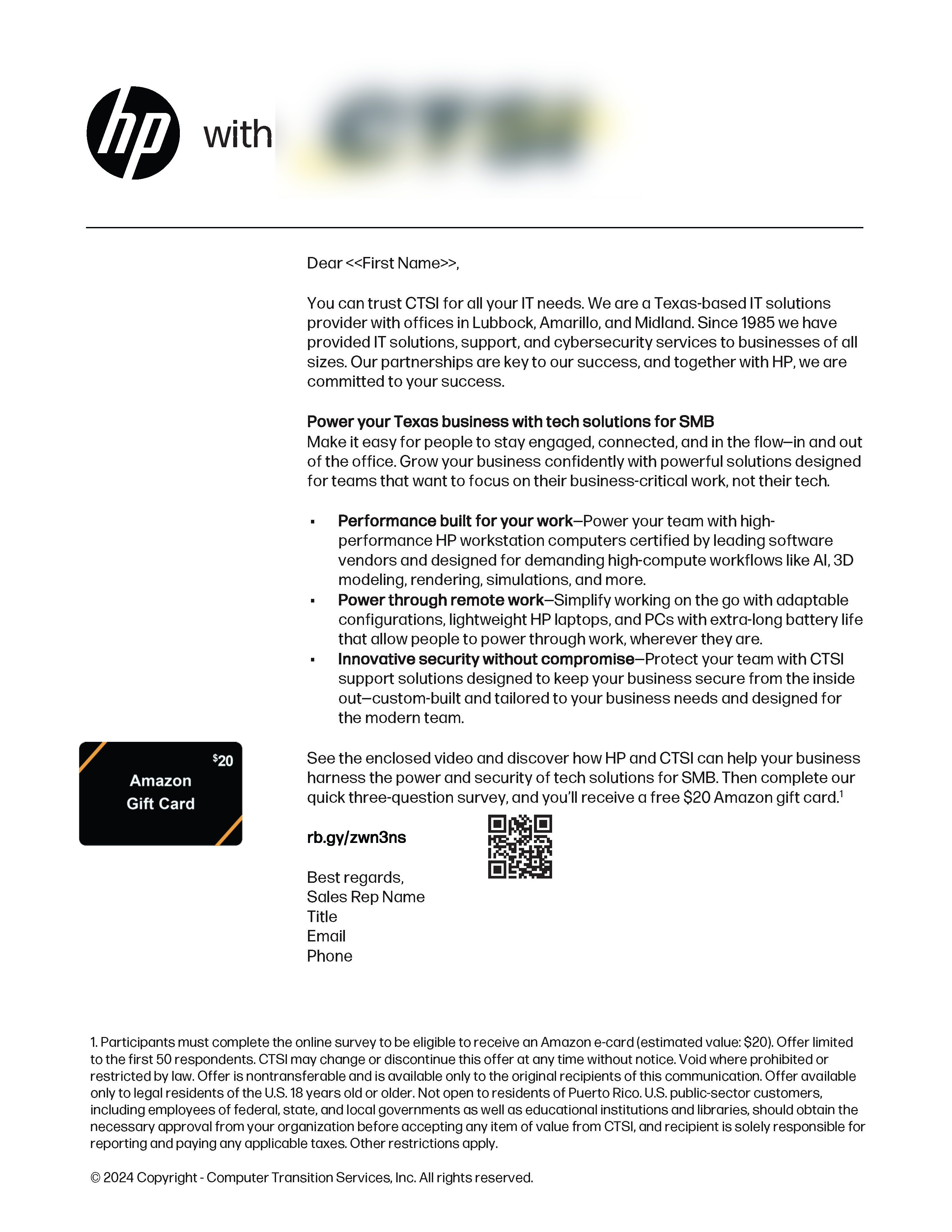 HP video mailer - letter